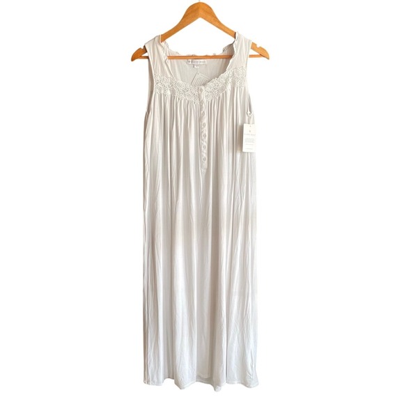 Eileen West Other - NWT Eileen West White Modal Lace Sleeveless Nightgown Maxi Sleep Dress Small
